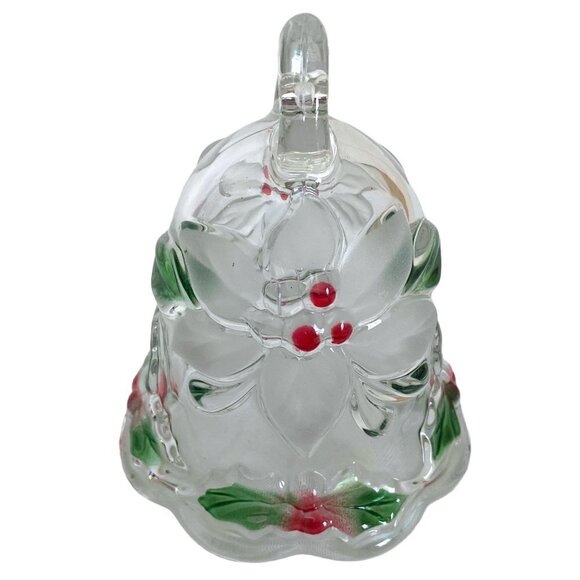 Mikasa Glass Bell Christmas Poinsettias and Holly Holiday Bloom - Picture 1 of 6